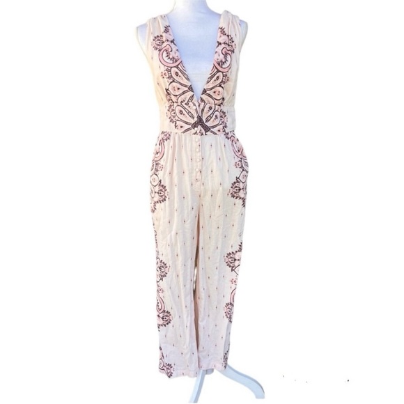 Free People Setting Sun V-neck Jumpsuit Size XS - Picture 2 of 11